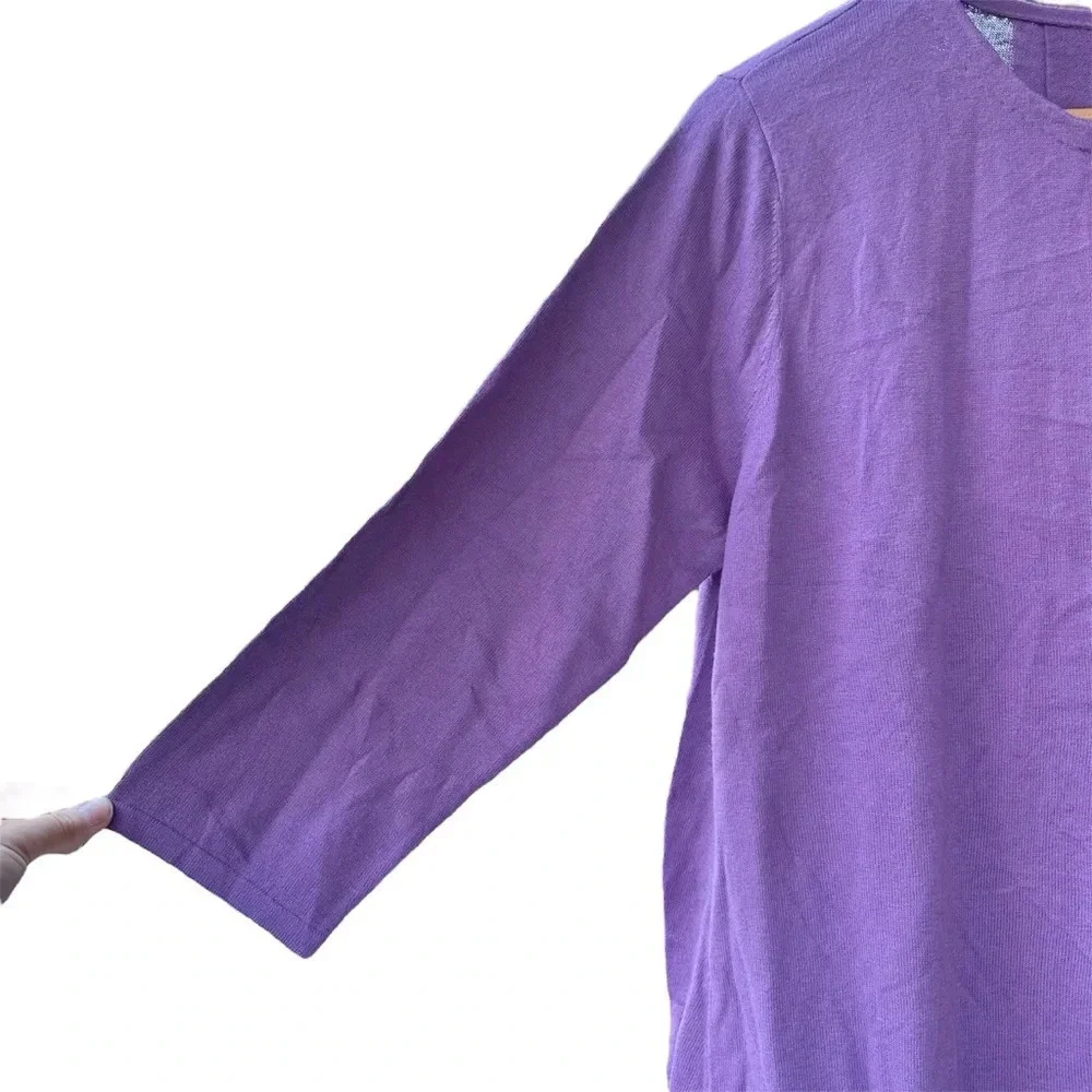 J. Jill Cardigan Sweater NWT Button Front Round Neck 3/4 Sleeves Violet XL Tall